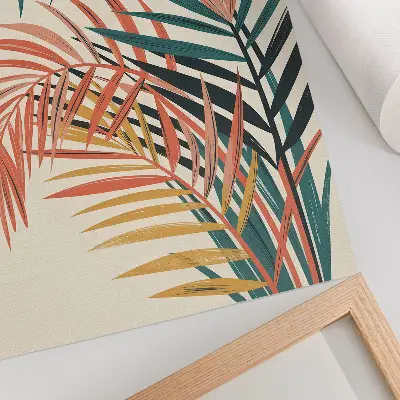Illustrazione di foglie tropicali colorate stampa su tela