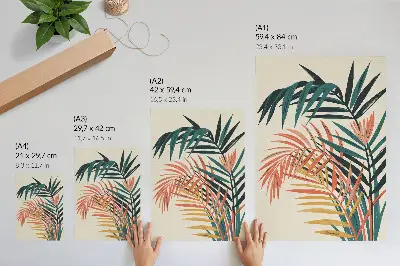Illustrazione di foglie tropicali colorate stampa su tela