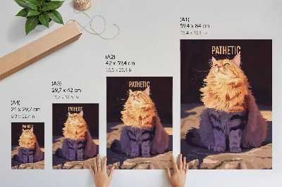 Poster Gatto con testo arancione grigio beige