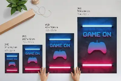 Stampa su tela con scritta neon pixel gaming dinamica