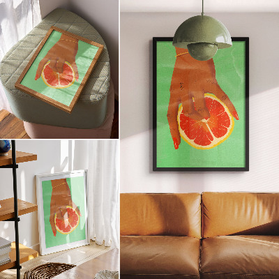 Poster Mano con pompelmo dai colori vivaci, pop art