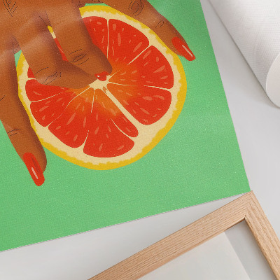 Poster Mano con pompelmo dai colori vivaci, pop art