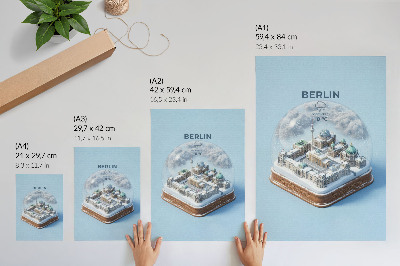 Foto su tela Una città in miniatura in una sfera di vetro con la neve