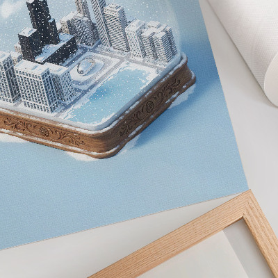 Stampa su tela Una città in miniatura in un ambiente invernale