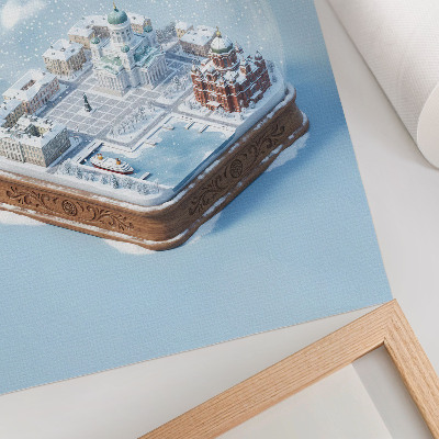 Poster Helsinki in miniatura in una palla di neve