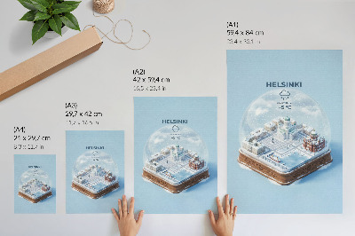 Poster Helsinki in miniatura in una palla di neve