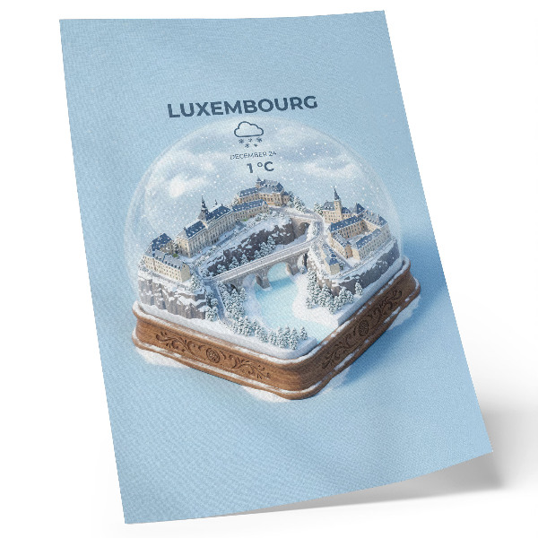 Poster Paesaggio urbano invernale sotto una cupola di neve bianca