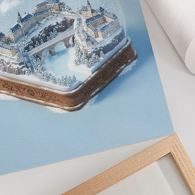 Poster Paesaggio urbano invernale sotto una cupola di neve bianca