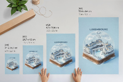 Poster Paesaggio urbano invernale sotto una cupola di neve bianca