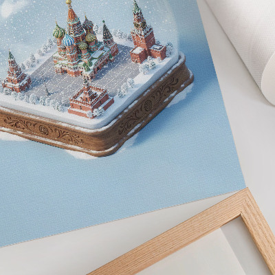 Stampa su tela Mosca in miniatura in una palla di neve invernale