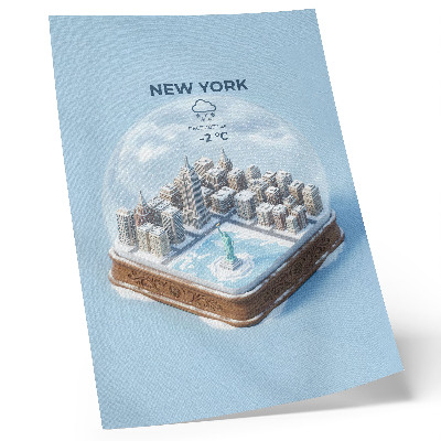 Foto su tela Globo di neve invernale con ambientazione urbana minimalista.