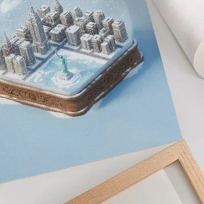 Foto su tela globo di neve con ambientazione urbana minimalista