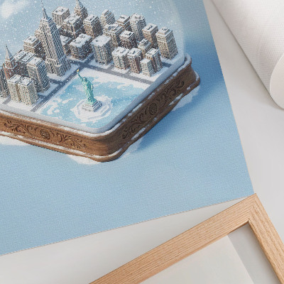 Foto su tela Globo di neve invernale con ambientazione urbana minimalista.