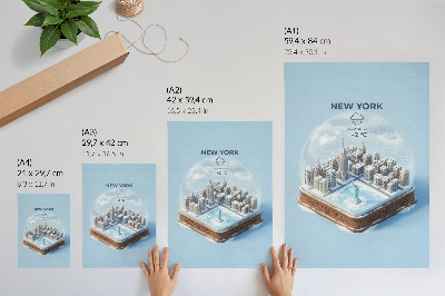 Foto su tela Globo di neve invernale con ambientazione urbana minimalista.