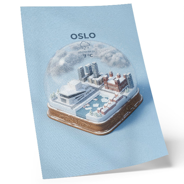 Poster Una città invernale sotto una cupola in stile moderno
