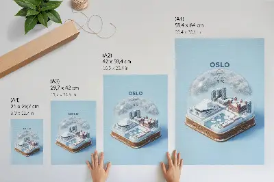 Poster città invernale sotto una cupola in stile moderno