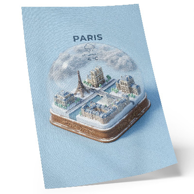 Stampa su tela Modello di palla di neve di Parigi invernale