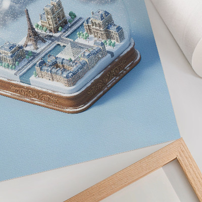 Stampa su tela Modello di palla di neve di Parigi invernale