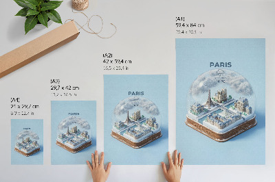 Stampa su tela Modello di palla di neve di Parigi invernale