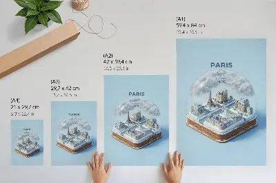 Stampa su tela motivo invernale con palla di neve di Parigi