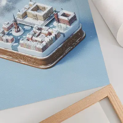 Foto su tela Stoccolma in una sfera con architettura moderna e clima invernale
