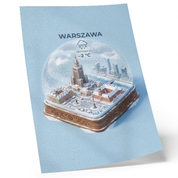 Poster Varsavia invernale globo di vetro neve architettura