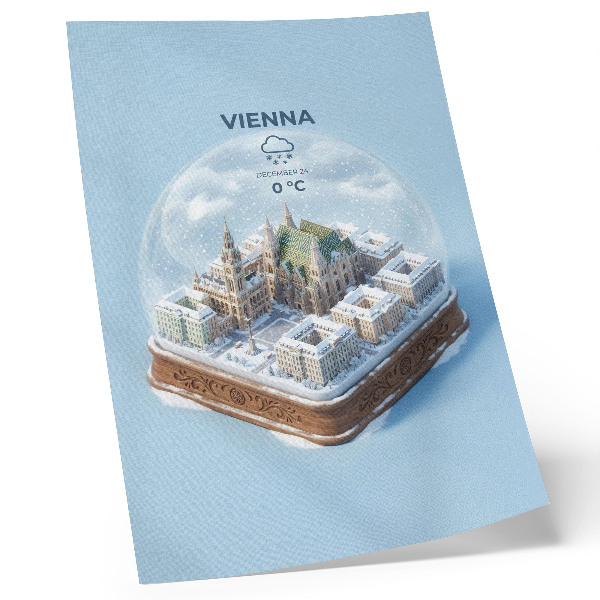 Stampa su tela Un panorama in miniatura di Vienna racchiuso in una sfera di vetro.