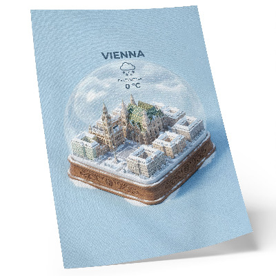 Stampa su tela Un panorama in miniatura di Vienna racchiuso in una sfera di vetro.