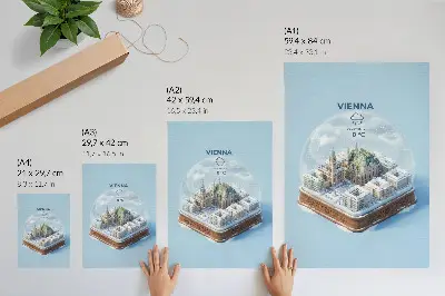 Stampa su tela panorama di Vienna racchiuso in una sfera di vetro