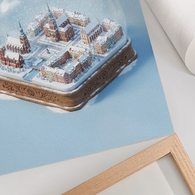 Poster Una città in miniatura in una sfera di vetro invernale