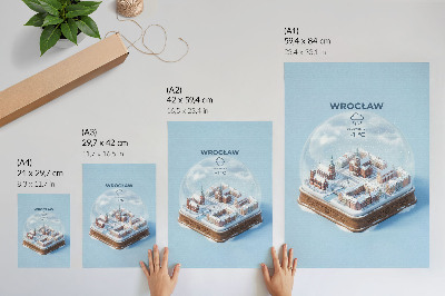 Poster Una città in miniatura in una sfera di vetro invernale