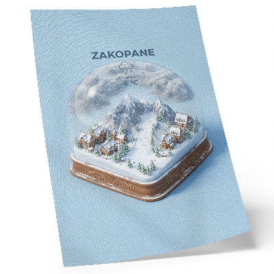 Stampa su tela Un paesaggio invernale incantato racchiuso in una sfera, colori tenui, fascino montano.