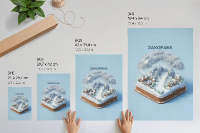 Stampa su tela Un paesaggio invernale incantato racchiuso in una sfera, colori tenui, fascino montano.
