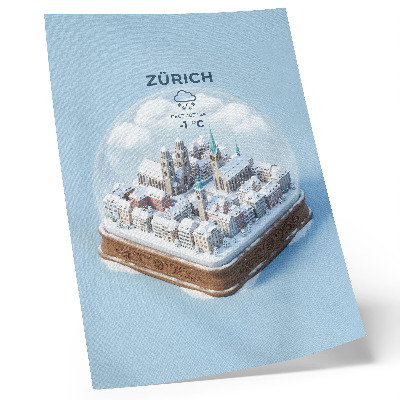 Foto su tela Città in una sfera di vetro, inverno, neve, architettura