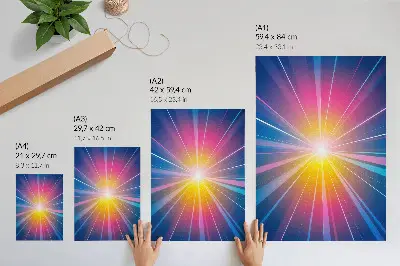 Poster raggi di colori energici come punto focale
