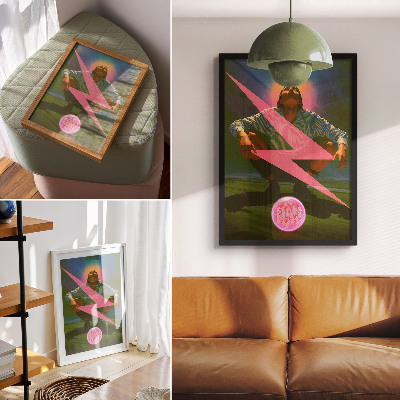 Foto su tela Colori neon e una figura sorprendente