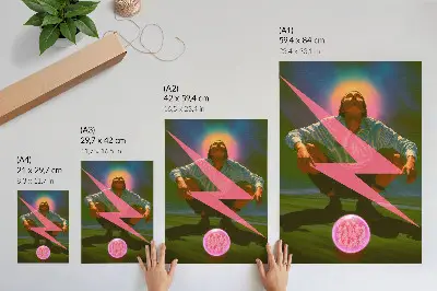 Foto su tela colori neon con figura sorprendente