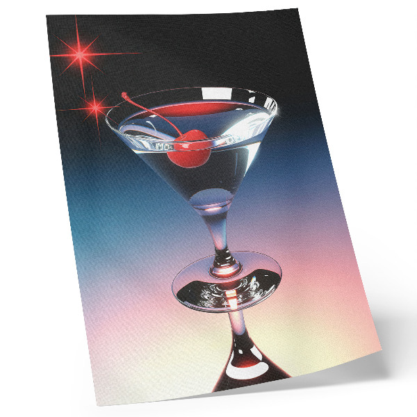 Stampa su tela Elegante bicchiere da cocktail con ciliegia rossa