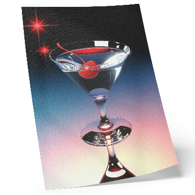 Stampa su tela Elegante bicchiere da cocktail con ciliegia rossa