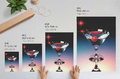 Stampa su tela Elegante bicchiere da cocktail con ciliegia rossa
