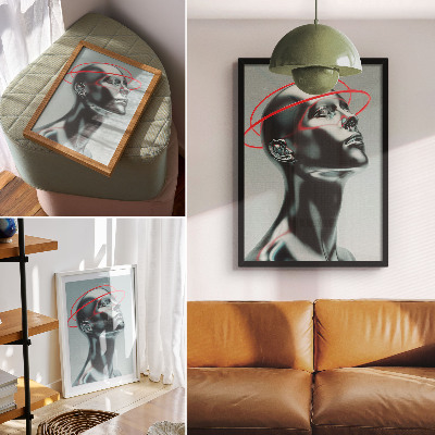Foto su tela Scultura futuristica modernità rosso grigio