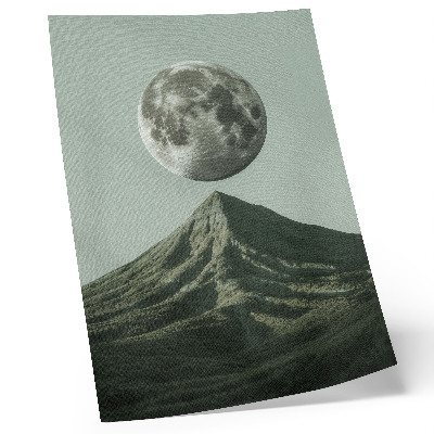 Poster Luna sopra la montagna, sfumature verdi, paesaggio misterioso