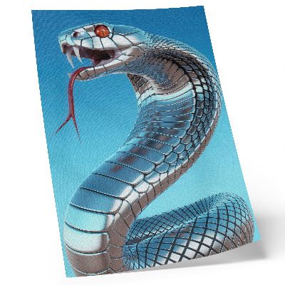 Poster Serpente metallico, sfondo blu, intensità rossa