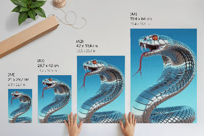Poster Serpente metallico, sfondo blu, intensità rossa