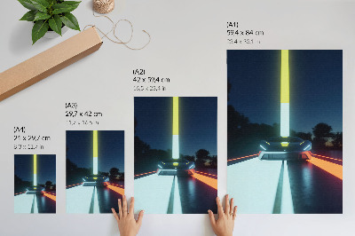 Foto su tela Linee dinamiche, auto futuristica notturna