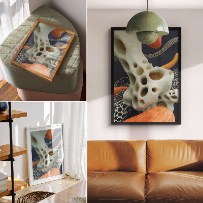 Poster Forme astratte color crema arancione blu navy