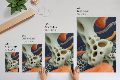Poster Forme astratte color crema arancione blu navy