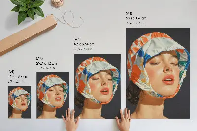 Foto su tela realismo con copricapo a contrasto di colore in stile moderno