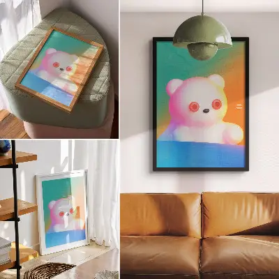 Foto su tela orsacchiotto colorato su sfondo sfumato in stile moderno