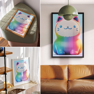 Poster Gatto arcobaleno in stile moderno sfumato